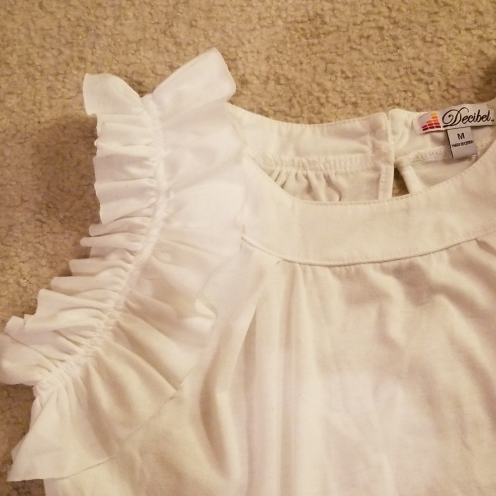 White Ruffled Sleeve Top - Picture 2 of 3